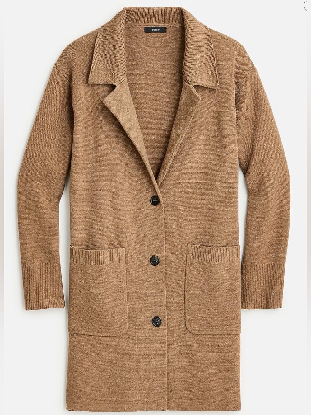 J. Crew Sweater Jacket Cardigan Women’s Medium Camel Tan Cotton Wool Preppy